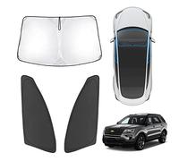 Karltys Compatibile con ombrelloni Ford Explorer 2011-2019 Parasole Anteriore Laterale Finestre Sun Blocker Protector Pieghevole Parasole In Poliestere Riflettente Blocchi UV & Calore 3PCS