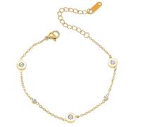Karma AB1025 - Bracciale da donna con medaglioni in acciaio inox e cristallo argento o oro, moderno con chiusura a moschettone, gioiello per donne e donne, 17,5 cm, Acciaio inossidabile, nessuna.