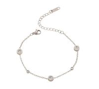 Karma AB1025 - Bracciale da donna con medaglioni in acciaio inox e cristallo argento o oro, moderno con chiusura a moschettone, gioiello per donne e donne, 17,5 cm, Acciaio inossidabile, nessuna.