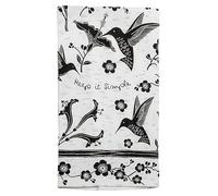 Karma Boho Bianco e Nero Asciugamani, Cotone, Colibrì, 18" x 22"