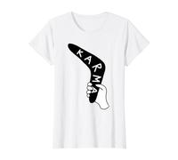 Karma Boomerang Blackwork Minimal Maglietta con Stampa Grafica Economica