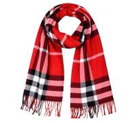 KARMA.DIEM Sciarpa a quadri, piacevolmente morbida, a quadretti, per uomo e donna, perfetta per autunno e inverno, 35 x 170 cm (beige) - Cashmere Merino Touch - (Rosso)