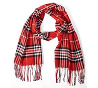 KARMA.DIEM Sciarpa a quadri premium da donna e da uomo - Cashmere Touch - Morbida frangia invernale 180 x 32 cm - Sciarpa classica tartan - Elegante sciarpa unisex, motivo a quadri, colore rosso