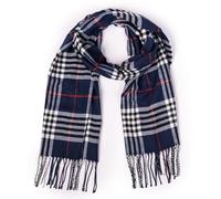 KARMA.DIEM Sciarpa a quadri premium da donna e da uomo - Cashmere Touch - Morbida frangia invernale 180 x 32 cm - Sciarpa classica tartan - Elegante sciarpa unisex, Scacchi blu, 35x180 cm