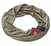 KARMA.DIEM Sciarpa ad anello con scomparto nascosto con cerniera - Sciarpa infinita con scomparto segreto per passaporto e oggetti di valore - Sciarpa da viaggio morbida leggera per uomo e donna - 19