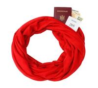 KARMA.DIEM Sciarpa ad Anello con Tasca Nascosta e Cerniera - Sciarpa Infinita da Viaggio con Scomparto Segreto per Passaporto e Valori - Morbida e Leggera per Uomo e Donna - Unisex (Rosso)