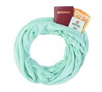 KARMA.DIEM Sciarpa ad Anello con Tasca Nascosta e Cerniera - Sciarpa Infinita da Viaggio con Scomparto Segreto per Passaporto e Valori - Morbida e Leggera per Uomo e Donna - Unisex (Blu Verde)