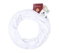 KARMA.DIEM Sciarpa ad Anello con Tasca Nascosta e Cerniera - Sciarpa Infinita da Viaggio con Scomparto Segreto per Passaporto e Valori - Morbida e Leggera per Uomo e Donna - Unisex (Bianco)