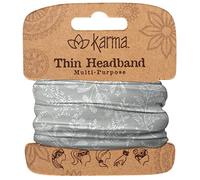 Karma Fascia per capelli da donna con foglie grigie, sottile, in tessuto e sciarpa elastica per capelli, grigio