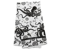 Karma Gifts KA101913 Nero e Bianco Boho Strofinacci, Llama Octopus