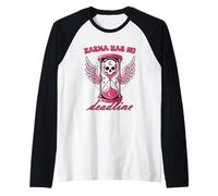 Karma Has No Deadline - Clessidra Gotica con Teschio Maglia con Maniche Raglan