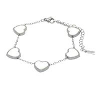 Karma MTB1033_033 - Bracciale da donna in acciaio inox, con cuori, argento o oro, moderno, con chiusura a moschettone, gioiello da donna, 16,5 x 1,3 cm, Acciaio inossidabile, nessuna.