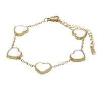 Karma MTB1033_033 - Bracciale da donna in acciaio inox, con cuori, argento o oro, moderno, con chiusura a moschettone, gioiello da donna, 16,5 x 1,3 cm, Acciaio inossidabile, nessuna.