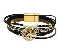 Karma MTB720-003_- Bracciale da donna in pelle PU, con albero della vita, 19 cm, chiusura magnetica, moderno, idea regalo, in pelle, accessorio da donna, 19,5 x 2,5 cm, Pelle sintetica Metallo