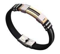 Karma NH10106127 - Bracciale da uomo in acciaio inox, silicone, argento, oro, rame o nero, 21,5 cm, gioiello da uomo moderno da uomo, 21,5 x 1 cm, Acciaio inossidabile Silicone, nessuna.