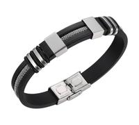 Karma NH10106127 - Bracciale da uomo in acciaio inox, silicone, argento, oro, rame o nero, 21,5 cm, gioiello da uomo moderno da uomo, 21,5 x 1 cm, Acciaio inossidabile Silicone, nessuna.