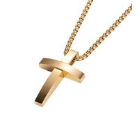 Karma NH10469964 - Collana con croce dorata, da uomo, in acciaio inox, 60 cm, da uomo, in acciaio inox, idea regalo per lui