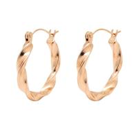 Karma NH10708338 - Orecchini a cerchio da donna, in oro rosa, argento o oro, con design attorcigliato, diametro 25 mm, eleganti orecchini a cerchio da donna, 2,5 x 0,3 cm, Acciaio inossidabile