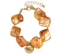 Karma NH10858053 - Bracciale da donna con perle artificiali, in lega di colore arancione o blu, 17 x 2 cm, Metallo metallo Perle artificiali, Nessuna pietra preziosa