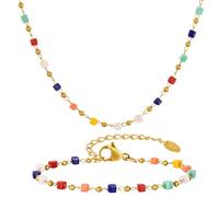 Karma NH10869763 - Set di gioielli in oro colorato, collana da donna, 40 cm, con chiusura a moschettone, in acciaio inox, gioielli moderni