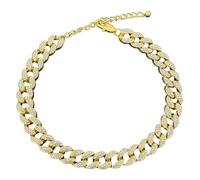 Karma NH10940479 Cavigliera con cristalli glitter oro o argento, 24 cm, moderna cavigliera per le vacanze, la spiaggia, la sera, accessori moderni da donna, 24 x 1 cm, Metallo, Non pietra preziosa