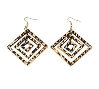 Karma NH11145312 Leo - Orecchini geometrici, 6,5 cm, con stampa leopardata, stile moderno, da donna