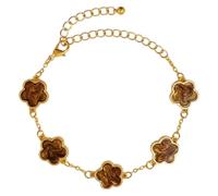 Karma NH11498013 - Bracciale da donna con fiori, colore oro, nero, bianco, verde, marrone, moderno, chiusura a moschettone, gioiello da donna, 17 x 1,5 cm, alluminio, nessuna.