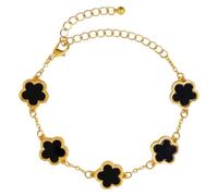 Karma NH11498013 - Bracciale da donna con fiori, colore oro, nero, bianco, verde, marrone, moderno, chiusura a moschettone, gioiello da donna, 17 x 1,5 cm, alluminio, nessuna.