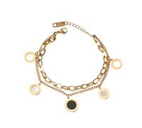 Karma NHXI621619 - Bracciale con ciondoli in oro o argento, regolabile in acciaio inox placcato oro, gioiello estivo da donna, in acciaio inox, 17 cm, Acciaio inossidabile, Nessuna pietra preziosa