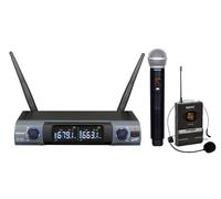 Karma Radiomicrofono doppio Set 8302PL UHF palmare e archetto Black e Grey