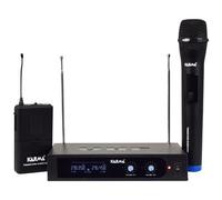 KARMA - SET 6252PL-A Sistema per Microfono senza Fili Doppio Radiomicrofono VHF Palmare + Archetto - Nero