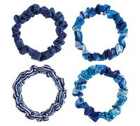 Karma Set di 4 elastici per capelli sottili da donna, elastici sottili per capelli, accessori per capelli per ragazze, ottimo regalo per le festività natalizie, Blue Oasis