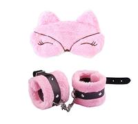 karmoP Set di Manette da Polso in Peluche 2Pcs - Set di Manette da Polso Regolabili in Peluche - Accessori da Gioco (Rosa)