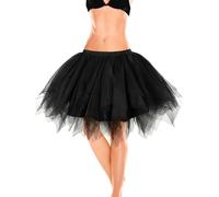KarneLux Gonna da donna in tulle, colore nero, tutù corto come sottoveste, mini gonna, tutù o sottogonna per costumi di carnevale, danza, balletto o feste