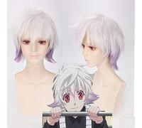 Karneval Nai Cosplay Parrucche Per Uomo Ragazzi Breve Diritto Bianco E Viola Gradiente Resistente Al Calore Parrucca Dei Capelli Sintetici Trasporto
