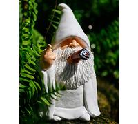 Karoter Middle Finger Figurine Decorations, Naughty Smoking Wizard Gnome, 5.9 Inch, Garden Statue Outdoor, Funny Figurine for Lawn Yard Balcony Porch Patio Home Ornaments Outdoor