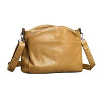 Karoukee Borsa a Spalla Donna in Vera Pelle Granulata - Borsello a Tracolla Medio Capiente con 2 Tracolle Rimovibili (Corto e Regolabile), Borsa Mano Donna Unicolore, 4 Tasche Separate - Giallo