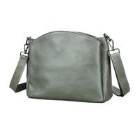 Karoukee Borsa a Spalla Donna in Vera Pelle Granulata - Borsello a Tracolla Medio Capiente con 2 Tracolle Rimovibili (Corto e Regolabile), Borsa Mano Donna Unicolore, 4 Tasche Separate - Grigio