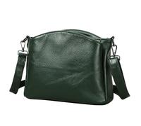 Karoukee Borsa a Spalla Donna in Vera Pelle Granulata - Borsello a Tracolla Medio Capiente con 2 Tracolle Rimovibili (Corto e Regolabile), Borsa Mano Donna Unicolore, 4 Tasche Separate - Verde Scuro