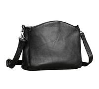 Karoukee Borsa a Spalla Donna in Vera Pelle Granulata - Borsello a Tracolla Medio Capiente con 2 Tracolle Rimovibili (Corto e Regolabile), Borsa Mano Donna Unicolore, 4 Tasche Separate - Nero