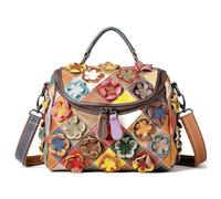 Karoukee Borsa a Tracolla e Spalla Donna in Vera Pelle Floreale Stile Boho
