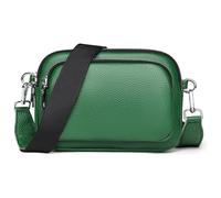 Karoukee Borsa a Tracolla in Vera Pelle per Donna, Borsa a Spalla Multiscomparto per Uso Quotidiano, Elegante Borsetta a Mano Piccolo con Traversa Larga Regolabile e 3 Tasche Separate - Verde