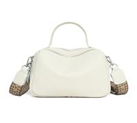 Karoukee Borsa a Tracolla in Vera Pelle per Donna, Piccola Borsetta a Mano con 3 Scomparti Indipendenti per Tablet 9.7", Borsa a Spalla con Traversa Larga Regolabile e Rimovibile - Crema