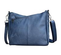 Karoukee Borsa a Tracolla Moderna per Donna, Hobo Bag Medio in Vera Pelle, Borsa a Spalla con 2 Traverse (Lunga/Corta) per Tablet 9.7", 3 Tasche Separate, Ideale per l'Uso Quotidiano - Blu Scuro