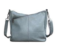 Karoukee Borsa a Tracolla Moderna per Donna, Hobo Bag Medio in Vera Pelle, Borsa a Spalla con 2 Traverse (Lunga/Corta) per Tablet 9.7", 3 Tasche Separate, Ideale per l'Uso Quotidiano - Grigio
