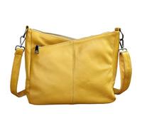 Karoukee Borsa a Tracolla Moderna per Donna, Hobo Bag Medio in Vera Pelle, Borsa a Spalla con 2 Traverse (Lunga/Corta) per Tablet 9.7", 3 Tasche Separate, Ideale per l'Uso Quotidiano - Giallo