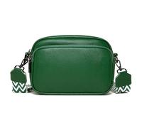 Karoukee Borsa a Tracolla Stile Minimalista per Donna, Elegante Borsa a Spalla Piccolo in Vera Pelle con Traversa Regolabile, Borsetta a Mano Compatta con 3 Tasche Separate - Verde