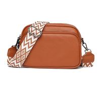 Karoukee Borsa a Tracolla Stile Minimalista per Donna, Elegante Borsa a Spalla Piccolo in Vera Pelle con Traversa Regolabile, Borsetta a Mano Compatta con 3 Tasche Separate - Marrone