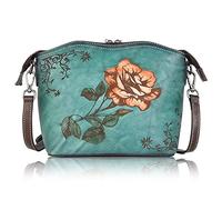 Karoukee Borsa a Tracolla Vintage da Donna, Borsa a Mano Elegante con Motivo Goffrato Rosa, Borsa a Spalla in Vera Pelle Donna, Borsetta Moda con Tracolla Regolabile