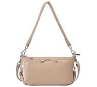 Karoukee Borsello Donna Piccolo in Vera Pelle Granulata - Borsa a Spalla Multiuso, Borsa a Tracolla con Organizzatore Portafoglio Integrato - 10 Tasche Carte, 2 Tracolle Rimovibili - Beige
